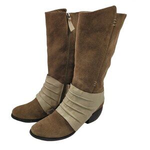 Antelope Leather Riding Boots Brown and Beige Suede Zippered Unique Sz 36(5.5-6)